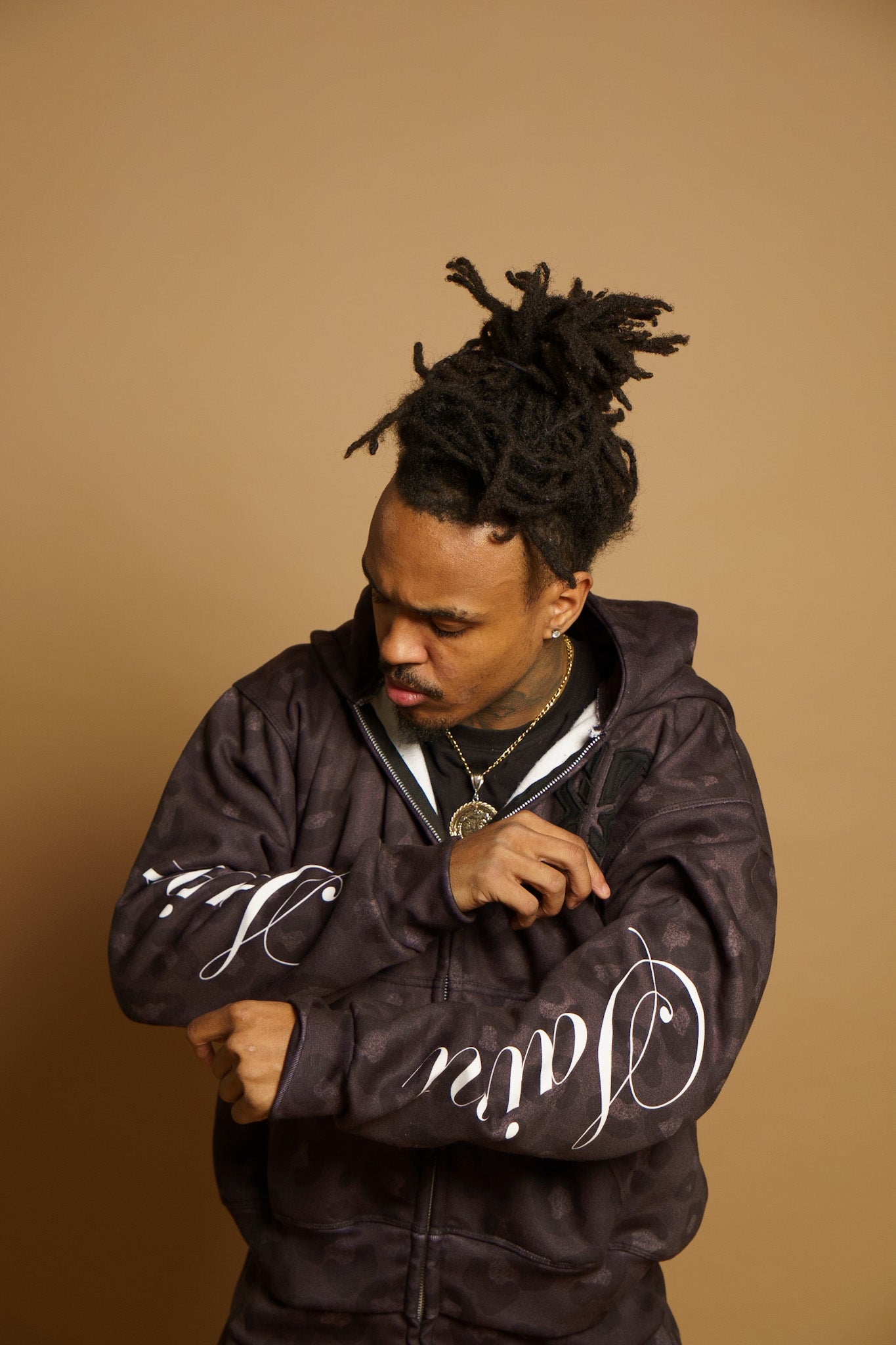 Black "Saint"  Zip Up Hoodie