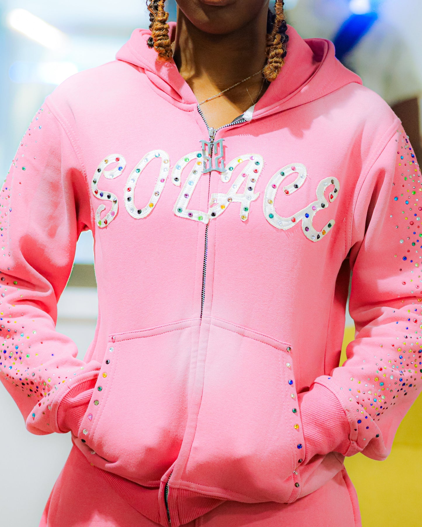 "Pink" Solace Zip Up Hoodie