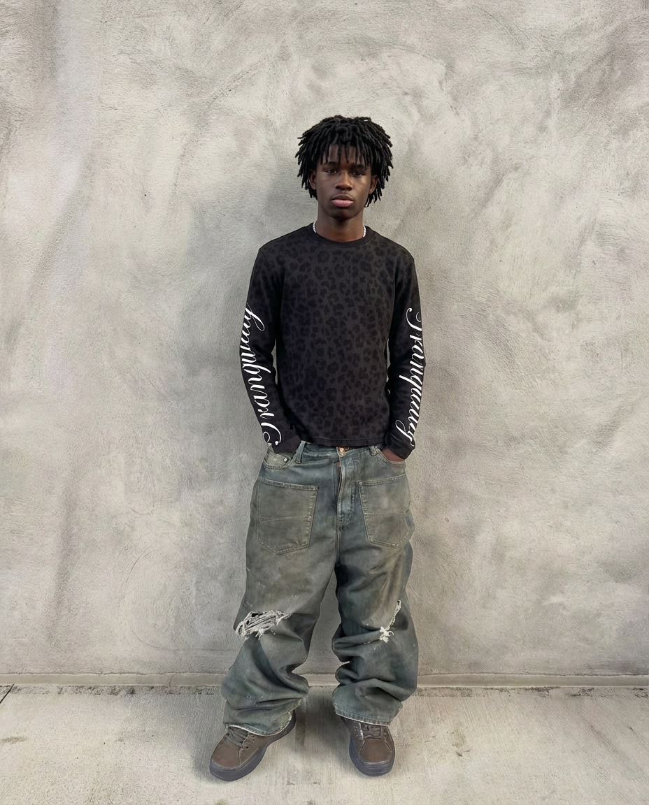 Black "Tranquility" Leopard Longsleeve